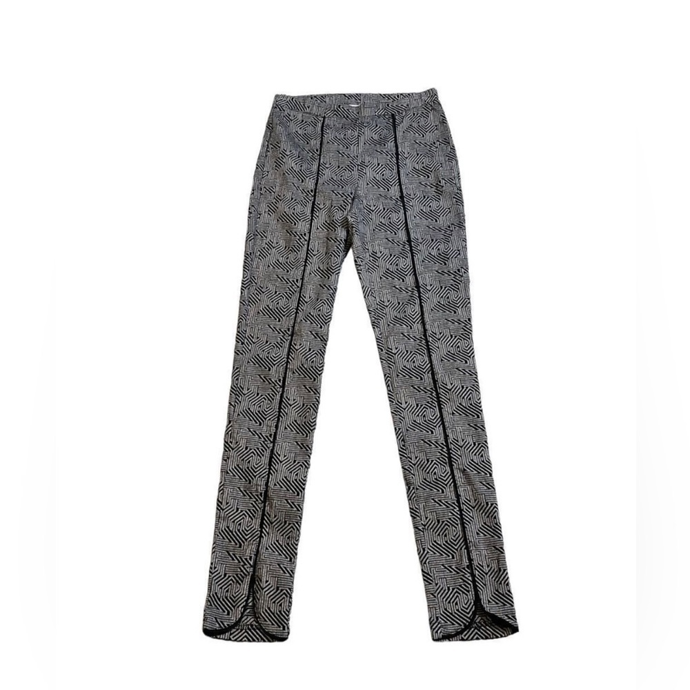 Joseph Ribkoff Vertical Seam Notched Ankle Skinny Stretch Pants Geo Print 183525